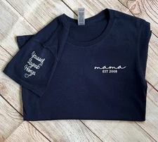 mama Embroidered T-shirt, Custom mama Shirt With Kids Names on Sleeve, mama Gift
