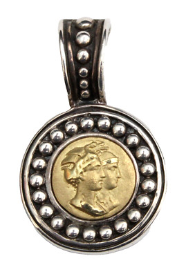 Handgefertigter römischer Porträt runder Gold und Silber Anhänger 1'' x 1,5'' wiegt 11,35 g