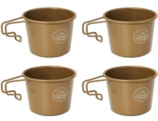 4 Pack Stainless Steel Camping Sierra Cup 350ml Khaki