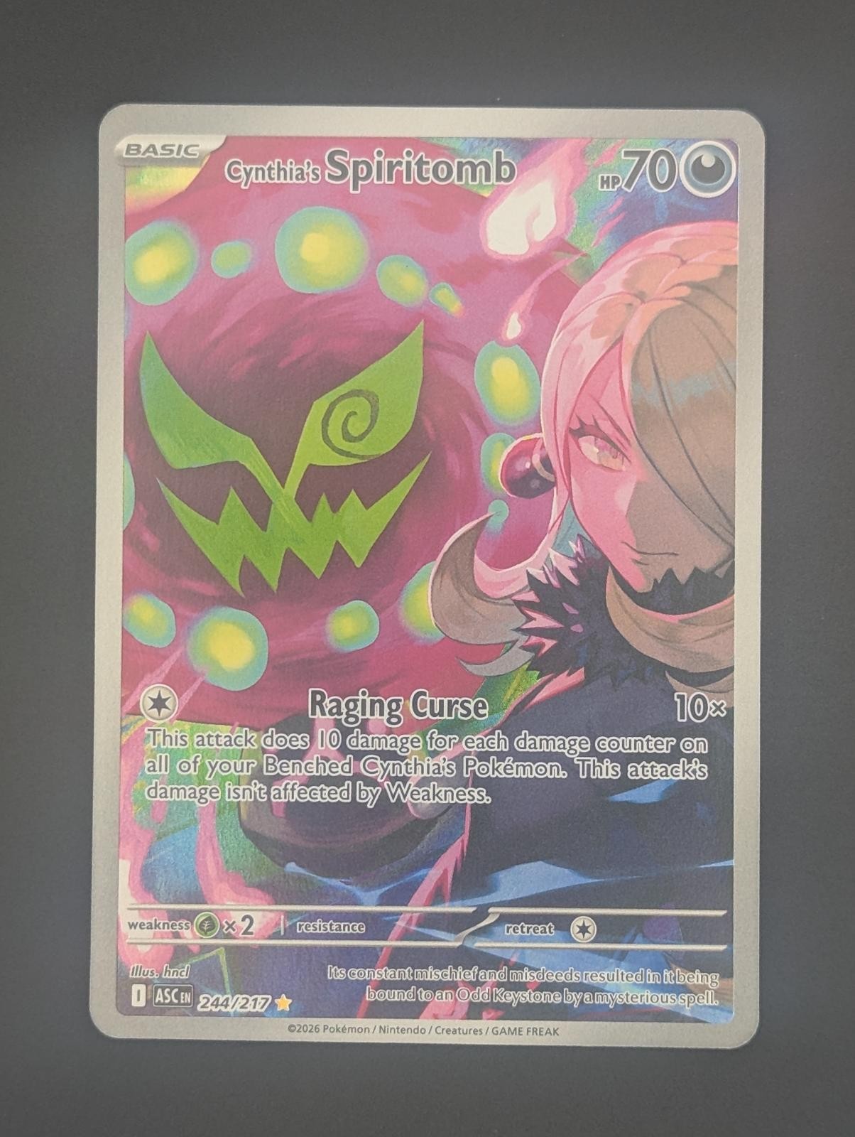 ASCENDED HEROES CYNTHIA'S SPIRITOMB 244/217 ILLUSTRATION RARE POKEMON HOLO NM