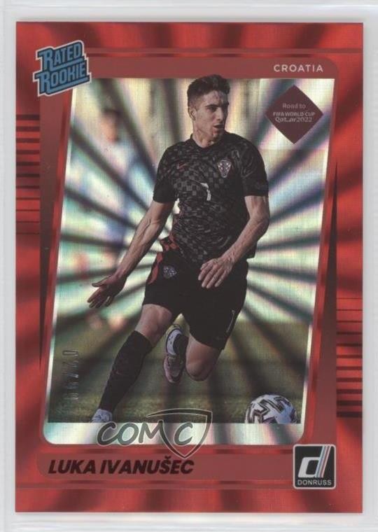 2021 Donruss Road to Qatar Rated Rookie Holo Red Laser 2/99 Luka Ivanusec 0i1b