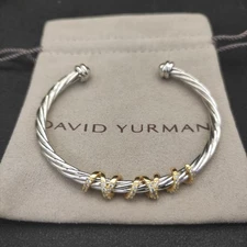 David Yurman Helena 4 mm 925/18K Diamond Center-Station Bracelet 15-20 cm