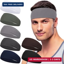 7 Pack Sports Headbands for Men, Sweat Absorbent Non Slip Elastic Headband, Quic