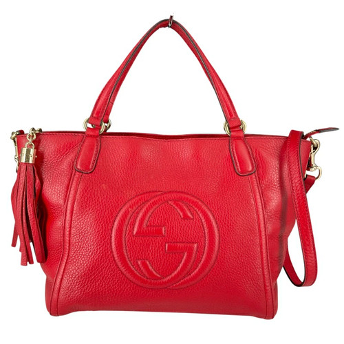 Gucci 369176 Soho Fringe 2Way Shoulder Bag Red Handbag Ladies Used-C