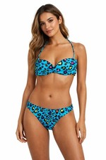 Y2K Victoria s Secret Blue Leopard Multicolor Print Bikini Set XS/S Halter Top