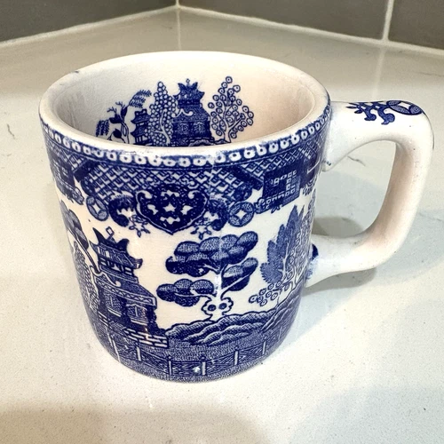 Vintage Blue Willow - Heavy Transferware - Coffee Cup - Restaurant Ware Style