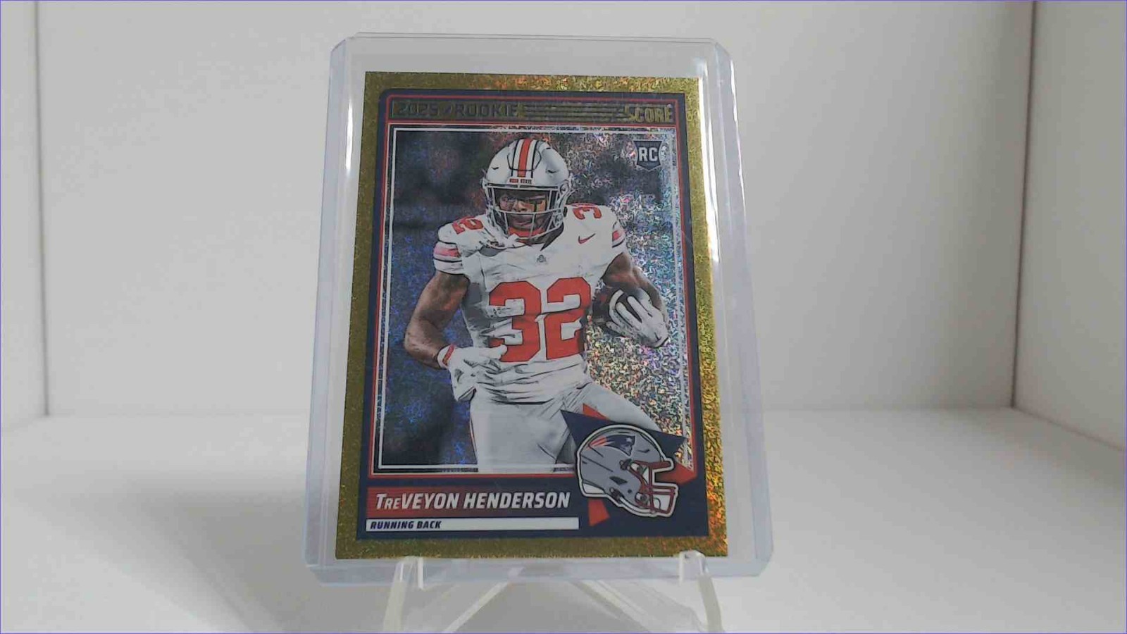 TreVeyon Henderson 2025 Score Rookie Gold Sparkle /499 Patriots RC #59