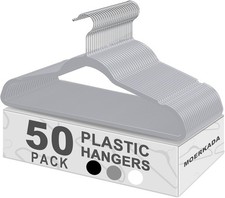 50 Pack Ultra-Thin Plastic Clothes Hangers 17.7 Inch 17.7inch-50pack, Gray