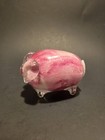  Hand Blown Art Glass Big Belly Pig Figurine Paperweight Pink White And Clear  — photo 1