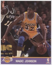 1990 NBA Hoops Action Photos Magic Johnson (San Antonio Spurs Defender) HOF 04xc