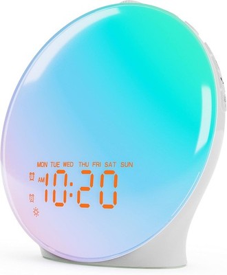 Wake Up Light Sunrise Alarm Clock for Bedroom, 17 Nihgtlights, Sound White