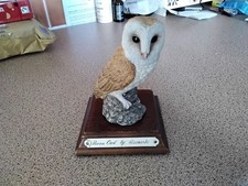 Leonardo Barn Owl Resin Figurine on Wooden Base Brown/Cream
