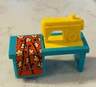Vintage Fisher Price Little People Dollhouse Sewing Machine Yellow & Turquoise