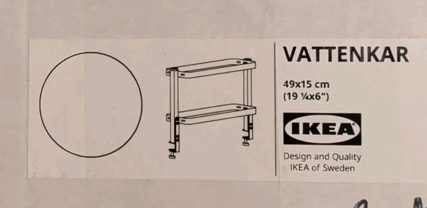 IKEA VATTENKAR Estante de Escritorio Negro 191/4x6" Organizador Minimalista NUEVO EN CAJA