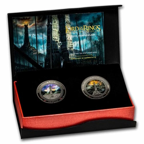 2022 LOTR- The Two Towers 20 Anniversary Set-  2x1oz Silver Proof Coin