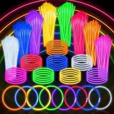 100 PCS Glow Sticks Bulk Party Favors 8" Light Sticks Bracelets Necklaces