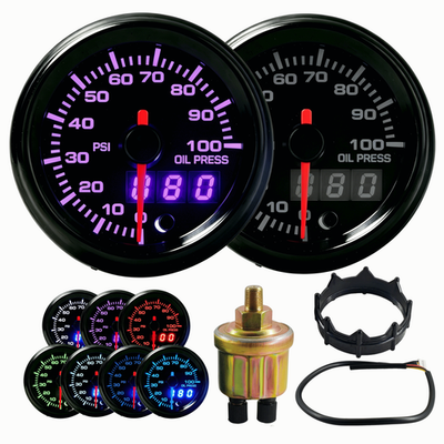 #ad #ad Dual Display Oil Pressure Gauge Meter W Sensor Harness Bracket 2 Inch 7 color $39.69