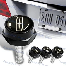 4x Lincoln Black Car License Plate Frame Screw Bolt Cap Cover Screw Bolts Nuts