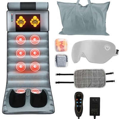Full Body Electric Massage Mat with Heat Vibration Detachable Lumbar Head Pillow