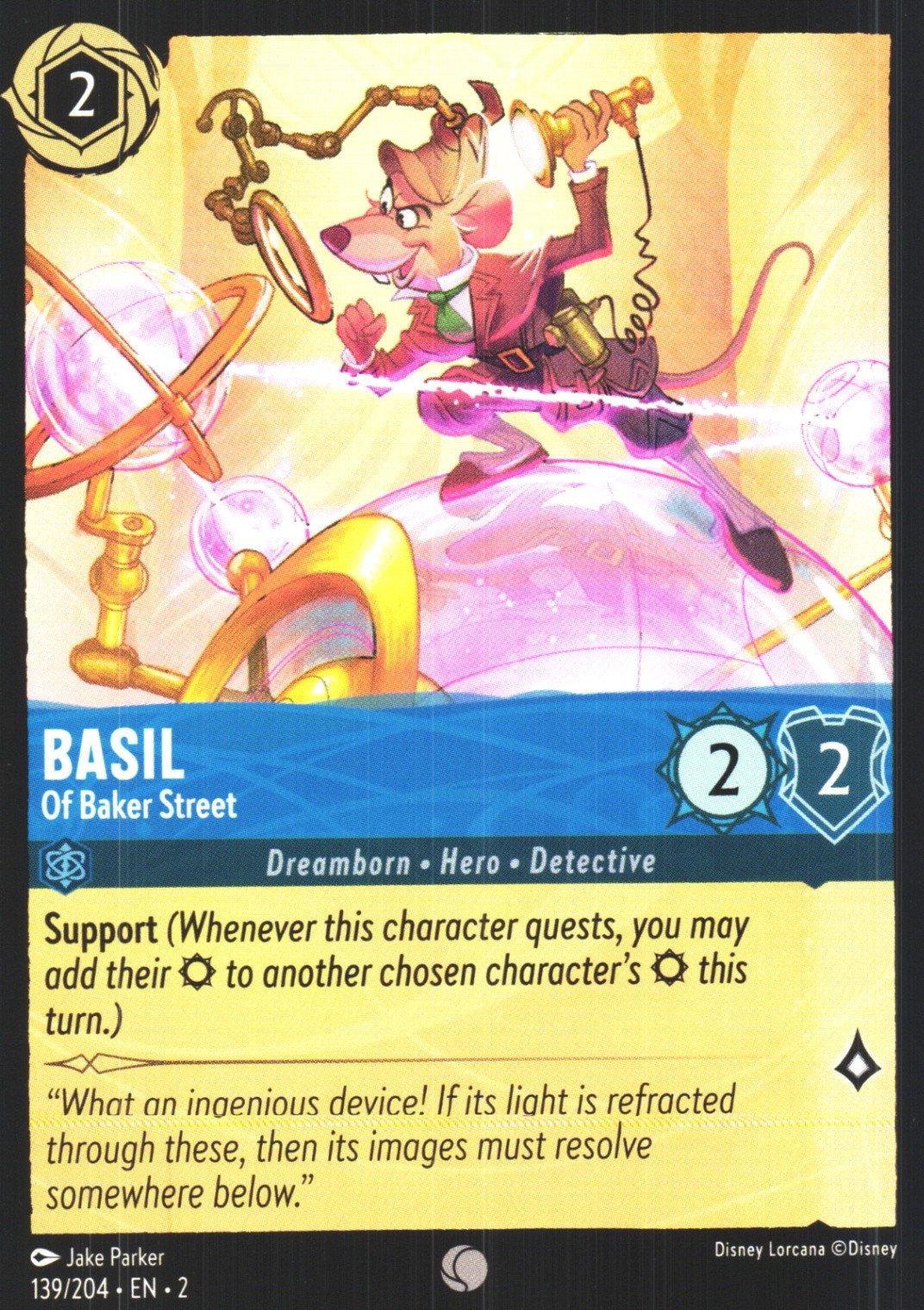 Basil - Of Baker Street 139/204 Common Rise of the Floodborn NM Lorcana Disney