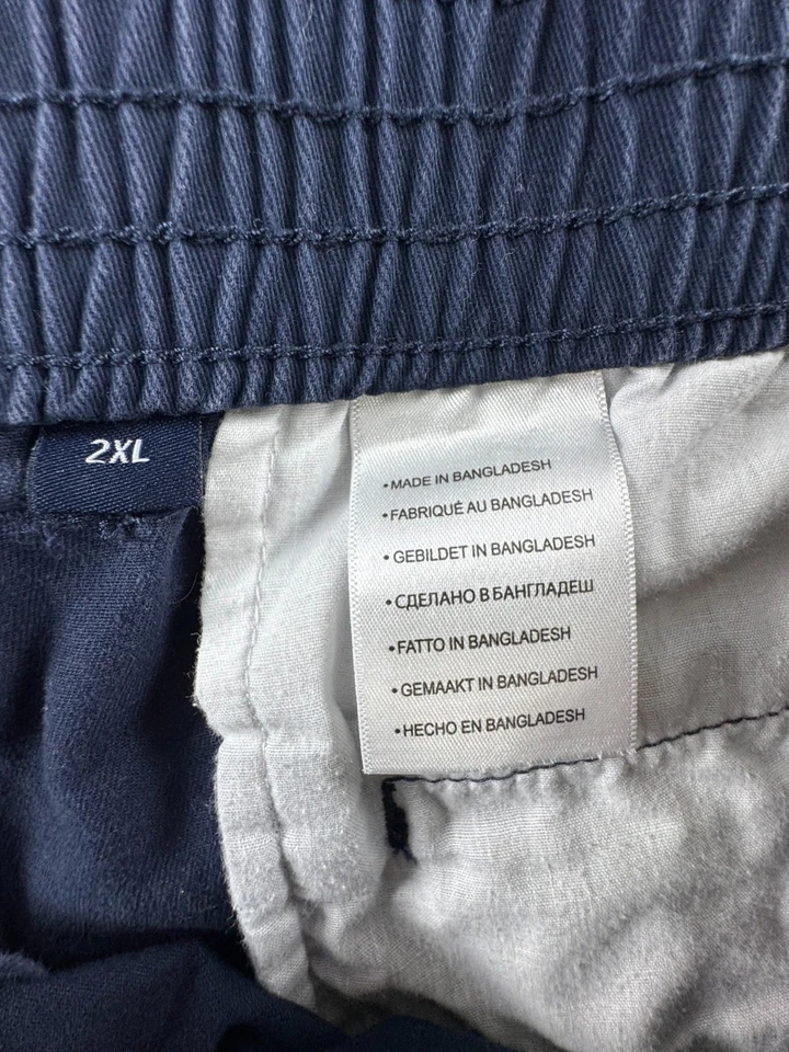 Harbor Bay HB Mens Khaki Shorts 2XL Blue Chino Stretch Elastic Waistband Pockets - Image 4 of 4