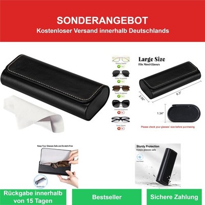 AkoaDa Brillenetui Hartschale Leder schwarz für Damen und Herren
