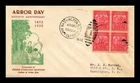 DR JIM STAMPS US COVER ARBOR DAY FDC SCOTT 717 BLOCK OF 4 FIRST LINPRINT CACHET