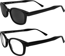 2 Pairs of X-KD's Biker Sunglasses Black Frames with Clear  Smoke Lenses for D
