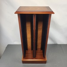 Vintage Solid Wood CD Rack Holds 80 CDs Double Stand Decorative Heavy Media Unit