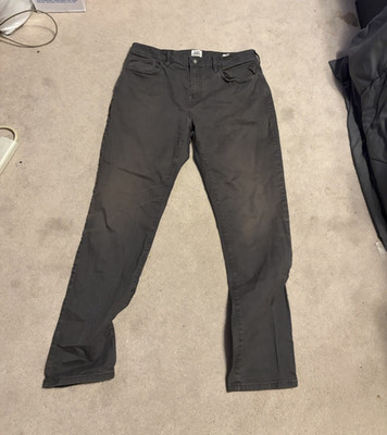 Flint and Tinder Men's Gray Cotton Twill Athletic Tapered 5-Pocket Pants 34