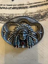 Indian Belt Buckle Made in the USA. Great Condition.