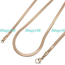 18K Rose Gold Filled Tarnish-Resist 16 inch 3mm Flat Snake Choker Chain Necklace