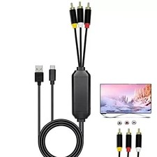 USB C to RCA Cable Adapter, 6Ft Type-C to RCA Cable with USB A Chargi...