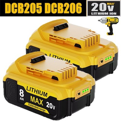 2X 20V 8.0AH FOR DEWALT 20Volt MAX Lithium-Ion Battery DCB204 DCB205 DCB200