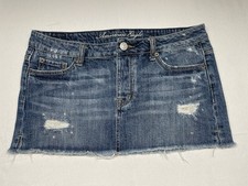 Authentic 2000s Y2K American Eagle Outfitters Distressed Denim Mini Skirt Size 4