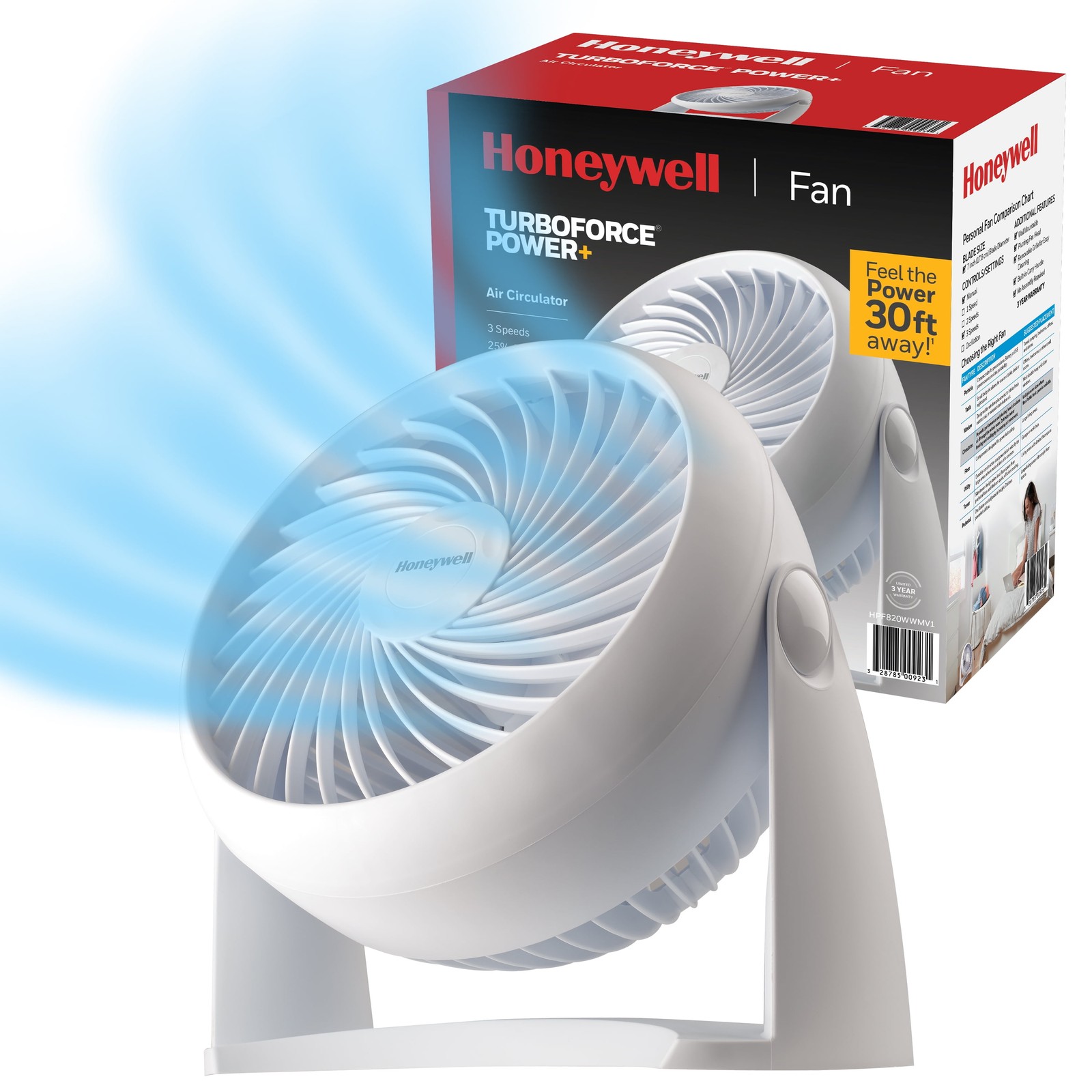 Honeywell 10" Turbo Force Table Fan, 30ft Air Circulation, 3