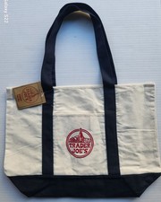 Trader Joe's Reusable Canvas Tote Bag - Creamy Off White and BLUE