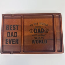 Acacia Wooden Valet Tray Best Dad Ever from Daughter Son Brown 11.5” x 7.5” in