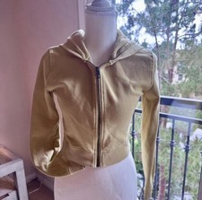 American Eagle Women s Beige Cropped Hooded Full Zip Fleece Hoodie S/P