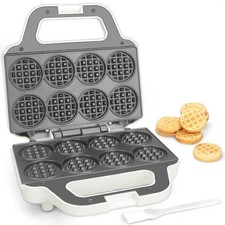 Mini Waffle Maker Machine – Bake 8 x 2'' Bite-Sized Waffles Non-Stick IronWhite