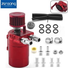 300ml Oil Catch Can Kit Universal Red Breather Baffled Aluminum Reservoir Tank