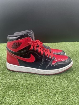 Air Jordan 1 High OG Patent Bred 555088-063 Sz 9.5 Pre-Owned Black Red