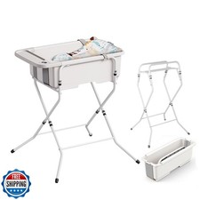 Collapsible Baby Bathtub with Stand - Large Baby Bath Tub with Thermometer an