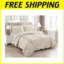 Rose and Sage Patchwork Quilt Set