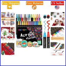 36 Colors Dual Tip Acrylic Paint Markers for DIY Crafts on All Surfaces