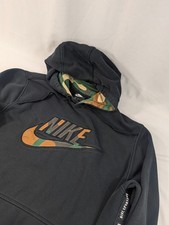 Nike Men's XL Black Camouflage Cotton Heavy Pullover Hoodie Pockets Long Sleeve