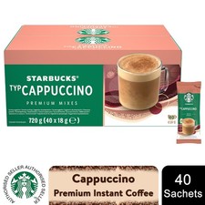 Starbucks Cappuccino Instant Coffee Sachets 40 x 18g - Creamy & Rich Cafe Taste