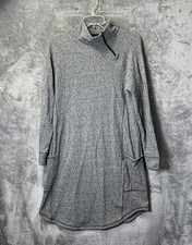 T By Talbots Women’s  Long Sleeve Dress Zipper Neck Pockets Grey Size Medium