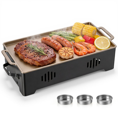 Chafing Dish Starter Warmhalteplatte Grill BBQ Speisenwärmer mit Teelichthälter