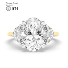 Oval Diamond Trilogy Ring 18k Yellow Gold Labgrown 4 Ct Solitaire